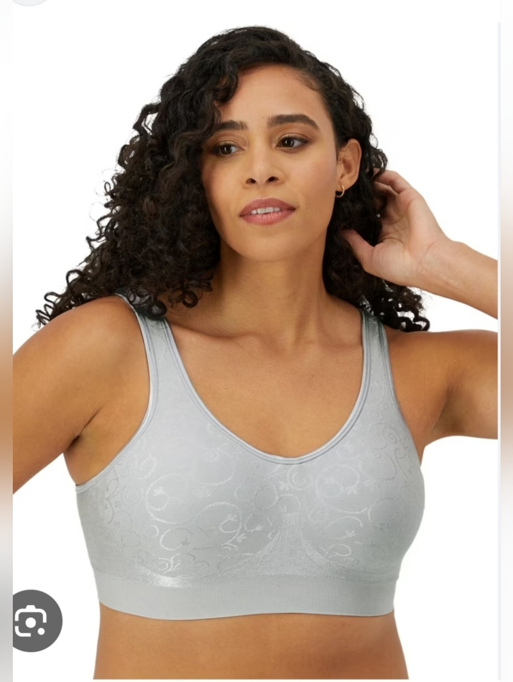 Bali Light Gray Wireless Floral-Texture Bralette